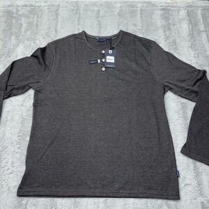 Stone Rose Mens Charcoal Long Sleeve Shirt Size Med Henley 3 Buttons NWT